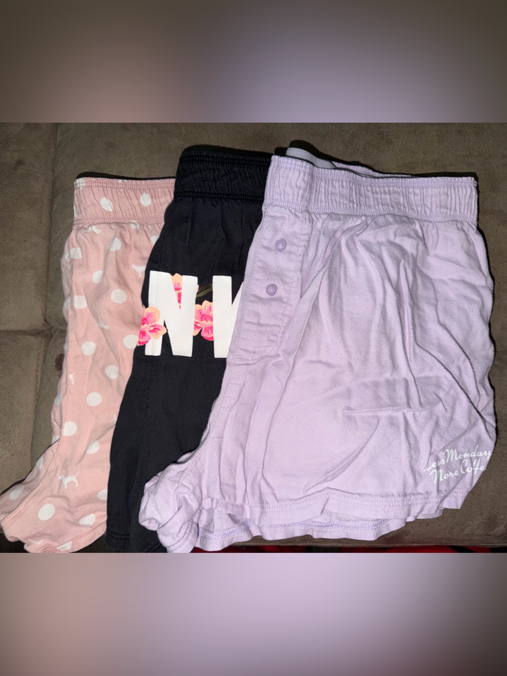 PINK Victoria's Secret Lavender, Black & Light Pink Shorts bundle